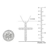 0.50 Carat (ctw) Round Diamond Ladies Cross Pendant 1/2 CT (Silver Chain Included) Sterling Silver