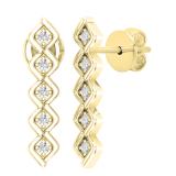 0.10 Carat (ctw) Round White Diamond Ladies Bezel Set Journey Earrings 1/10 CT 10K Yellow Gold