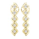 0.10 Carat (ctw) Round White Diamond Ladies Bezel Set Journey Earrings 1/10 CT 10K Yellow Gold