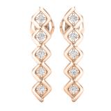 0.10 Carat (ctw) Round White Diamond Ladies Bezel Set Journey Earrings 1/10 CT 14K Rose Gold