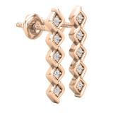 0.10 Carat (ctw) Round White Diamond Ladies Bezel Set Journey Earrings 1/10 CT 14K Rose Gold