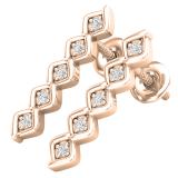 0.10 Carat (ctw) Round White Diamond Ladies Bezel Set Journey Earrings 1/10 CT 14K Rose Gold