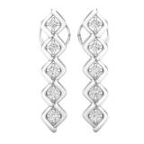 0.10 Carat (ctw) Round White Diamond Ladies Bezel Set Journey Earrings 1/10 CT Sterling Silver