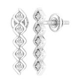 0.10 Carat (ctw) Round White Diamond Ladies Bezel Set Journey Earrings 1/10 CT Sterling Silver