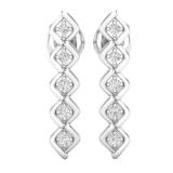 0.10 Carat (ctw) Round White Diamond Ladies Bezel Set Journey Earrings 1/10 CT Sterling Silver