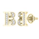 0.05 Carat (ctw) Round White Diamond Fancy Letter B Stud Earring 14K Yellow Gold