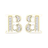 0.05 Carat (ctw) Round White Diamond Fancy Letter B Stud Earring 14K Yellow Gold