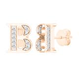 0.05 Carat (ctw) Round White Diamond Fancy Letter B Stud Earring 18K Rose Gold