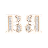 0.05 Carat (ctw) Round White Diamond Fancy Letter B Stud Earring 18K Rose Gold