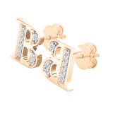 0.05 Carat (ctw) Round White Diamond Fancy Letter B Stud Earring 18K Rose Gold