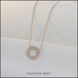 0.15 Carat (ctw) Round White Diamond Ladies Circle Pendant 18K Rose Gold