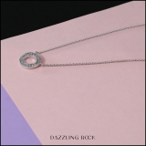 0.15 Carat (ctw) Round White Diamond Ladies Circle Pendant Sterling Silver