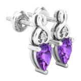 6X4 mm Each Pear Amethyst & Round White Diamond Ladies Infinity Stud Earrings 10K White Gold