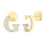 0.05 Carat (ctw) Round Diamond Ladies Uppercase Letter G Initial Stud Earrings 10K Yellow Gold