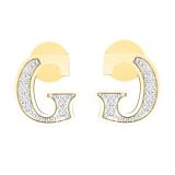 0.05 Carat (ctw) Round Diamond Ladies Uppercase Letter G Initial Stud Earrings 10K Yellow Gold