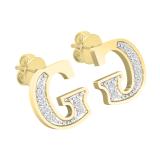 0.05 Carat (ctw) Round Diamond Ladies Uppercase Letter G Initial Stud Earrings 10K Yellow Gold