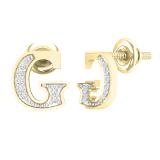0.05 Carat (ctw) Round Diamond Ladies Uppercase Letter G Initial Stud Earrings 14K Yellow Gold