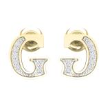 0.05 Carat (ctw) Round Diamond Ladies Uppercase Letter G Initial Stud Earrings 14K Yellow Gold