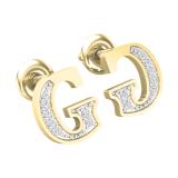 0.05 Carat (ctw) Round Diamond Ladies Uppercase Letter G Initial Stud Earrings 14K Yellow Gold