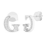 0.05 Carat (ctw) Round Diamond Ladies Uppercase Letter G Initial Stud Earrings Sterling Silver