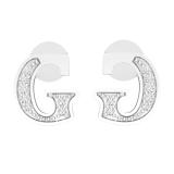 0.05 Carat (ctw) Round Diamond Ladies Uppercase Letter G Initial Stud Earrings Sterling Silver