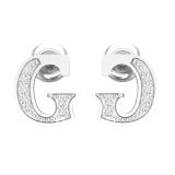 0.05 Carat (ctw) Round Diamond Ladies Uppercase Letter G Initial Stud Earrings Sterling Silver