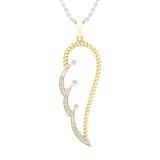 0.10 Carat (ctw) Round White Diamond Ladies Angel Wing Adjustable Pendant Necklace 18K Yellow Gold