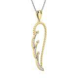 0.10 Carat (ctw) Round White Diamond Ladies Angel Wing Adjustable Pendant Necklace 18K Yellow Gold