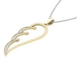 0.10 Carat (ctw) Round White Diamond Ladies Angel Wing Adjustable Pendant Necklace 18K Yellow Gold