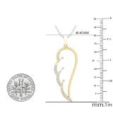 0.10 Carat (ctw) Round White Diamond Ladies Angel Wing Adjustable Pendant Necklace 18K Yellow Gold