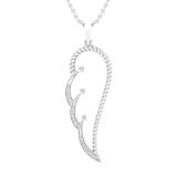 0.10 Carat (ctw) Round White Diamond Ladies Angel Wing Adjustable Pendant Necklace 18K White Gold