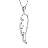 0.10 Carat (ctw) Round White Diamond Ladies Angel Wing Adjustable Pendant Necklace 18K White Gold