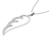 0.10 Carat (ctw) Round White Diamond Ladies Angel Wing Adjustable Pendant Necklace 18K White Gold