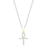 0.25 Carat (ctw) Round White Diamond Ladies Ankh Cross Pendant 1/4 CT 10K Yellow Gold