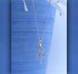 0.25 Carat (ctw) Round White Diamond Ladies Ankh Cross Pendant 1/4 CT 10K Yellow Gold