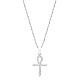 0.25 Carat (ctw) Round White Diamond Ladies Ankh Cross Pendant 1/4 CT 14K White Gold