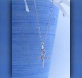 0.25 Carat (ctw) Round White Diamond Ladies Ankh Cross Pendant 1/4 CT 14K White Gold