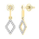 0.20 Carat (ctw) Round White Diamond Ladies Kite Shape Drop Earrings 1/5 CT 10K Yellow Gold