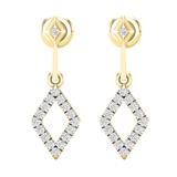 0.20 Carat (ctw) Round White Diamond Ladies Kite Shape Drop Earrings 1/5 CT 10K Yellow Gold