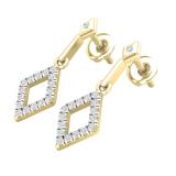 0.20 Carat (ctw) Round White Diamond Ladies Kite Shape Drop Earrings 1/5 CT 10K Yellow Gold