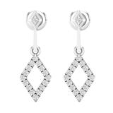 0.20 Carat (ctw) Round White Diamond Ladies Kite Shape Drop Earrings 1/5 CT 18K White Gold