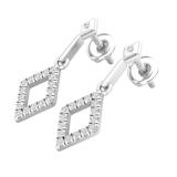 0.20 Carat (ctw) Round White Diamond Ladies Kite Shape Drop Earrings 1/5 CT 18K White Gold
