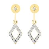 0.20 Carat (ctw) Round White Diamond Ladies Kite Shape Drop Earrings 1/5 CT 18K Yellow Gold