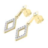 0.20 Carat (ctw) Round White Diamond Ladies Kite Shape Drop Earrings 1/5 CT 18K Yellow Gold