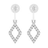 0.20 Carat (ctw) Round White Diamond Ladies Kite Shape Drop Earrings 1/5 CT Sterling Silver