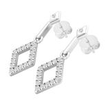 0.20 Carat (ctw) Round White Diamond Ladies Kite Shape Drop Earrings 1/5 CT Sterling Silver