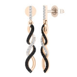 0.32 Carat (ctw) Round Black & White Diamond Ladies Infinity Drop Earrings 1/3 CT 10K Rose Gold