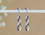 0.32 Carat (ctw) Round Black & White Diamond Ladies Infinity Drop Earrings 1/3 CT 10K White Gold