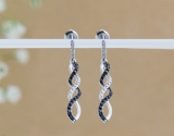 0.32 Carat (ctw) Round Black & White Diamond Ladies Infinity Drop Earrings 1/3 CT 14K White Gold