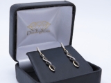 0.32 Carat (ctw) Round Black & White Diamond Ladies Infinity Drop Earrings 1/3 CT 18K Yellow Gold